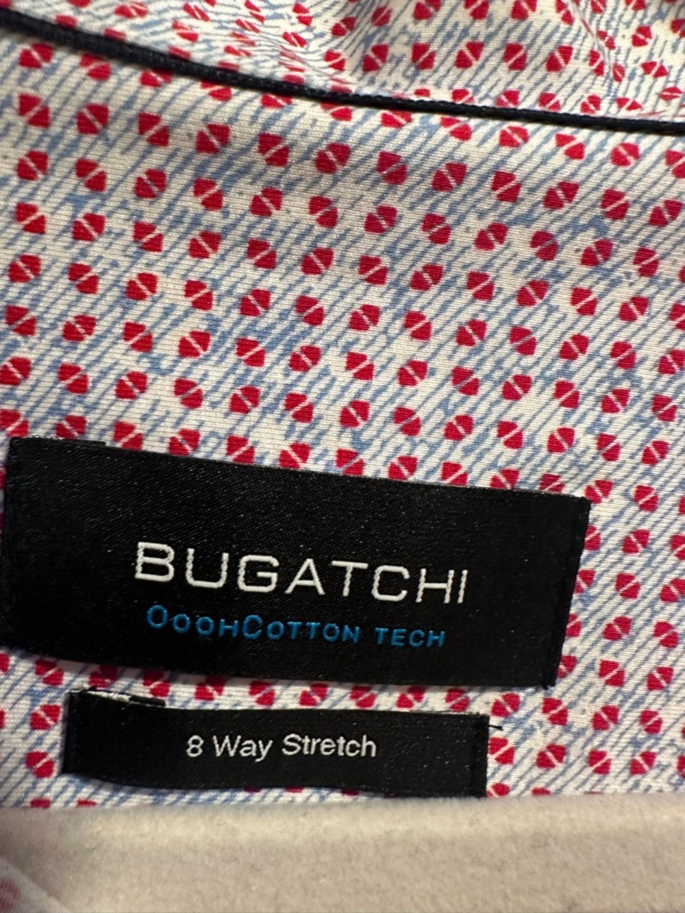 Bugatchi James AirBlue Long Sleeve Button Up Shirt Red & Blue Geometric Print 2X - Picture 2 of 14